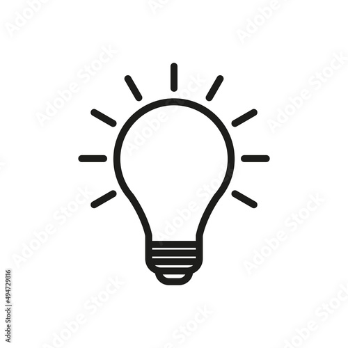 Light bulb icon. A symbol of an idea. Linear drawing. Simple flat vector illustration on a white background