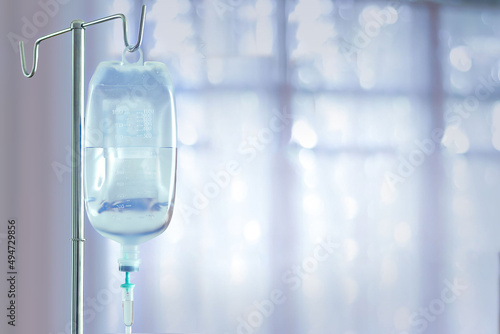 saline bag in emergency room photo