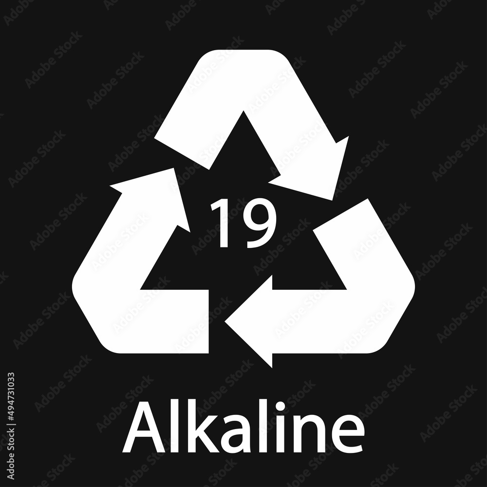Battery recycling code Alkaline 19 . Vector illustration Battery recycling code Alkaline 19 . Vector illustration