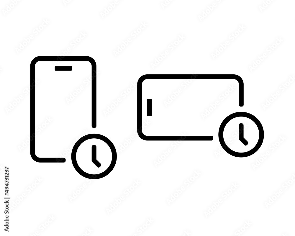 Mobile phone clock icon. Vector illustration Mobile phone clock icon. Vector illustration