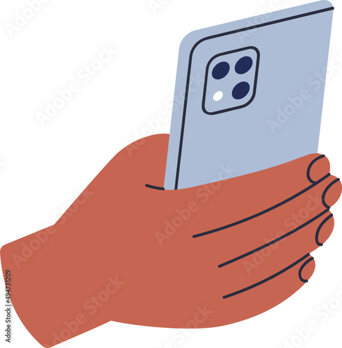 Hand Holding Smartphone Cartoon Illustration