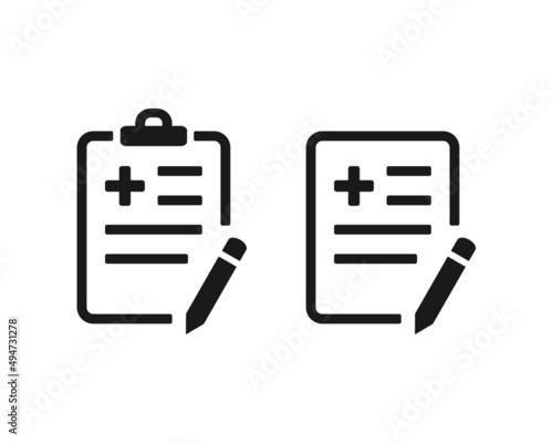 Medical document with pencil icon. Medical record diagnosis. Vector illustration