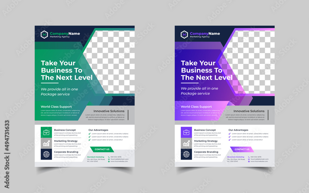 Modern Corporate business flyer template design set or a4 flyer template with blue, green, red, and yellow colors, marketing, business proposal, promotion flyer. Modern Corporate business flyer template design set or a4 flyer template with blue, green, red, and yellow colors, marketing, business proposal, promotion flyer.