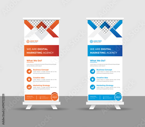Business Roll  up banner stand template design, modern portable stands corporate roll-up banner layout, pull up, vector illustration, business flyer, brochure, Corporate banner