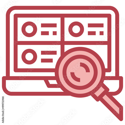 SARCH SURVEY red line icon,linear,outline,graphic,illustration photo