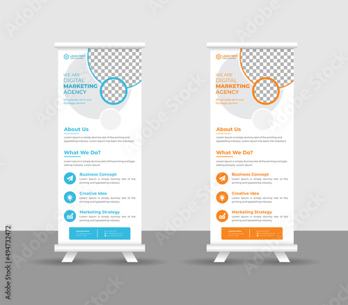 Business Roll  up banner stand template design, modern portable stands corporate roll-up banner layout, pull up, vector illustration, business flyer, brochure, Corporate banner