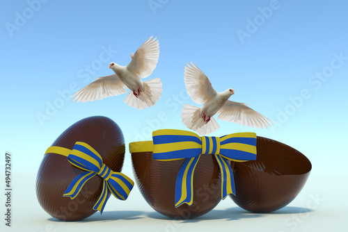 Buona Pasqua Ukraine con colombe della pace