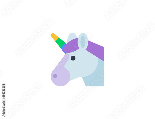 Unicorn vector flat emoticon. Isolated Unicorn emoji illustration. Unicorn icon