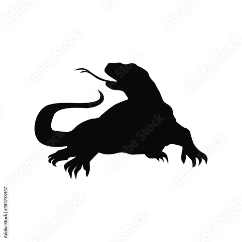 Vector Illustration of komodo dragon reptile with simple and classic designs. Komodo dragon side view. photo