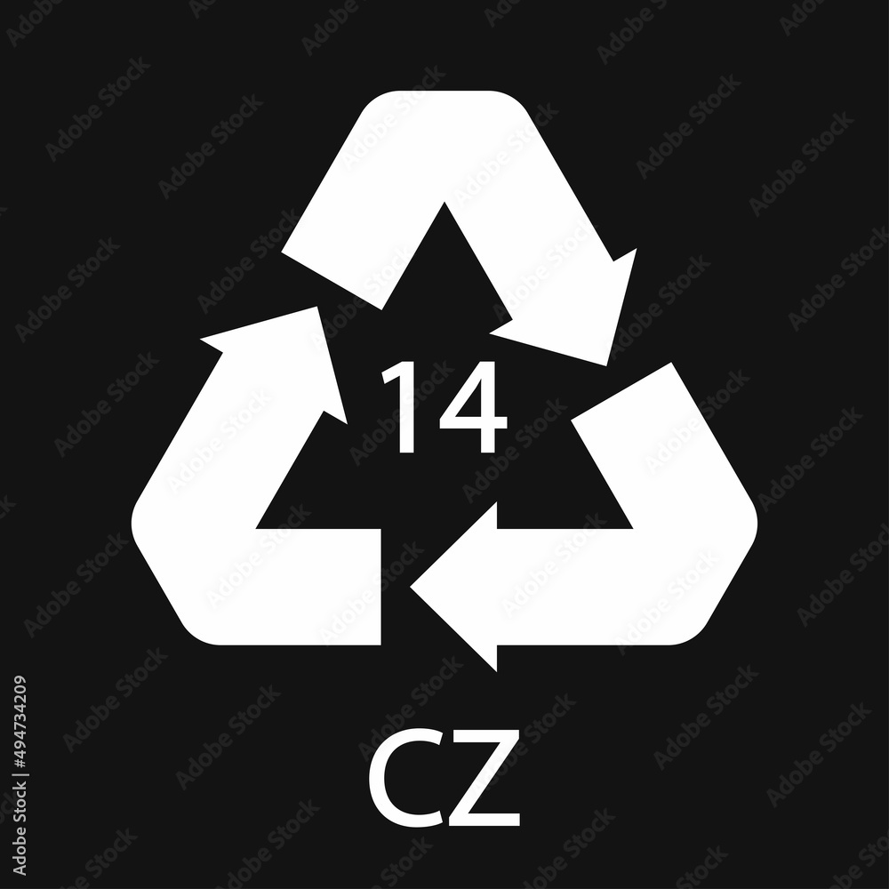 Battery recycling symbol 14 CZ . Vector illustration Battery recycling symbol 14 CZ . Vector illustration