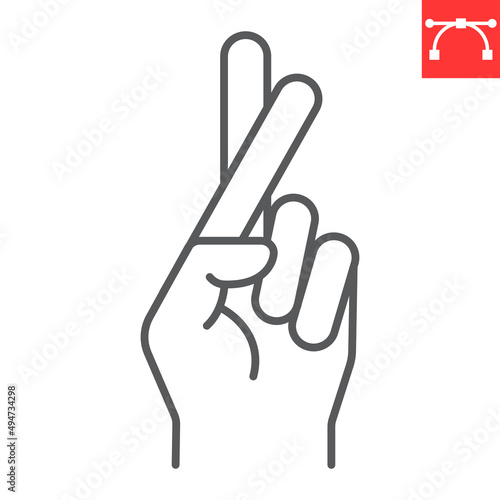 Good luck gesture line icon, gesture and fingers crossed, promise vector icon, vector graphics, editable stroke outline sign, eps 10.