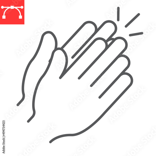 Clapping hands line icon, gesture and palm, applause vector icon, vector graphics, editable stroke outline sign, eps 10.