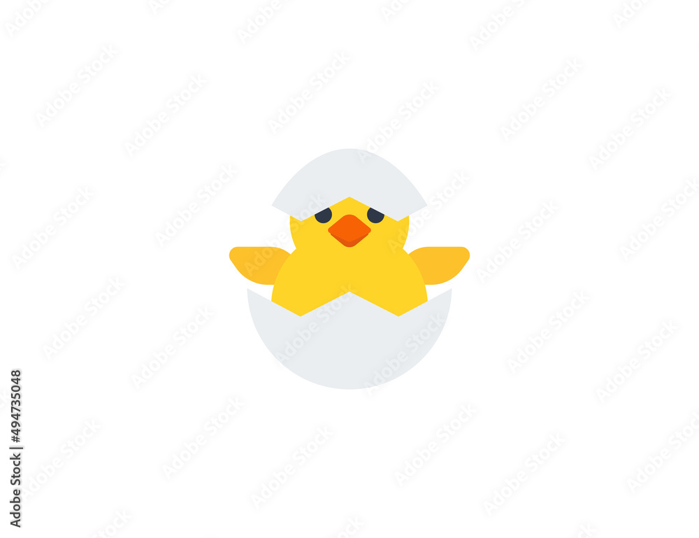 Vetor de Hatching chick vector flat emoticon. Isolated Hatching chick