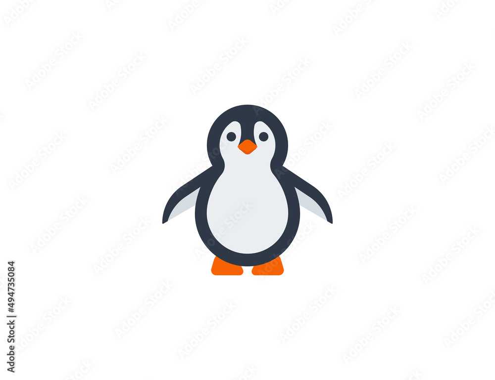 Naklejka premium Penguin vector flat emoticon. Isolated Penguin emoji illustration. Penguin icon