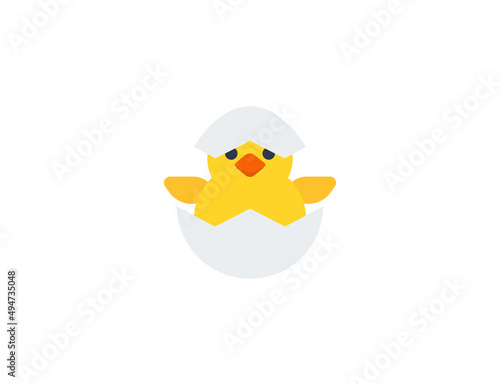 Hatching chick vector flat emoticon. Isolated Hatching chick emoji illustration. Hatching chick icon