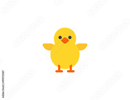 Baby chick front vector flat emoticon. Isolated Baby chick emoji illustration. Baby chick icon
