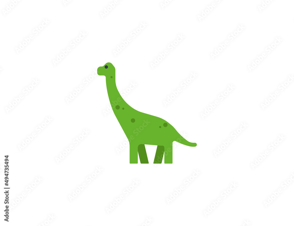 Obraz premium Sauropod vector flat emoticon. Isolated Brontosaurus emoji illustration. Dinosaur icon