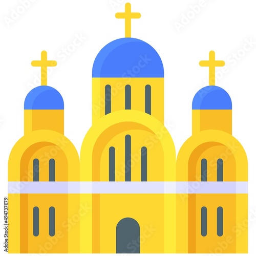 St Volodymyr's Cathedral icon, Ukraine related vector illustration