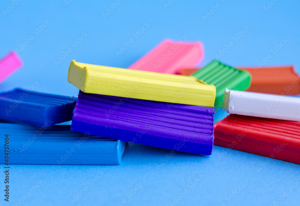 Multi-colored plasticine. The concept of children's leisure and creativity Multi-colored plasticine. The concept of children's leisure and creativity