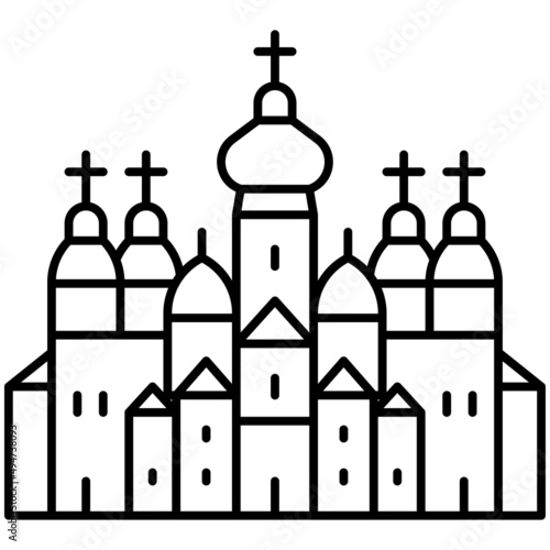Saint Sophia Cathedral icon, Ukraine related vector illustration