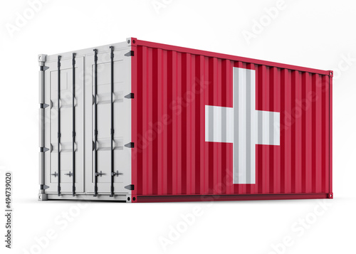 Switzerland Flag on Shipping Container