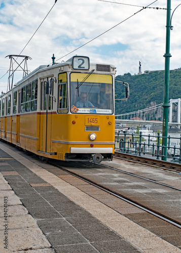 Streetcar at a stop in Budapest, Hungary © Don Masten II