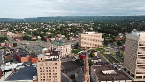 Utica, New York State, Aerial Flying, Downtown, Amazing Landscape