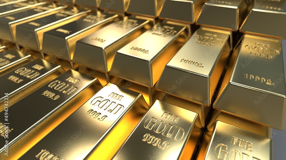gold in bullion in large quantities . gold fund . 3d render gold in bullion in large quantities . gold fund . 3d render