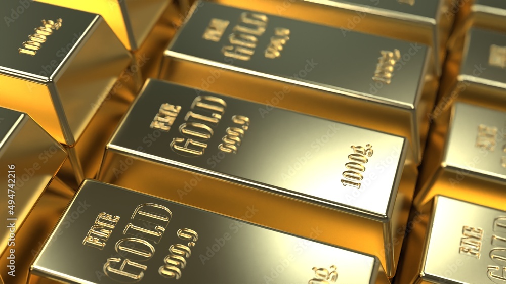 gold in bullion in large quantities . gold fund . 3d render gold in bullion in large quantities . gold fund . 3d render