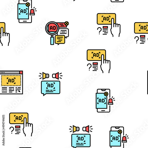No Ads Advertise Free Vector Seamless Pattern Thin Line Illustration