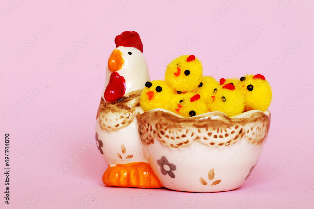 Easter composition on a light pink background Easter composition on a light pink background