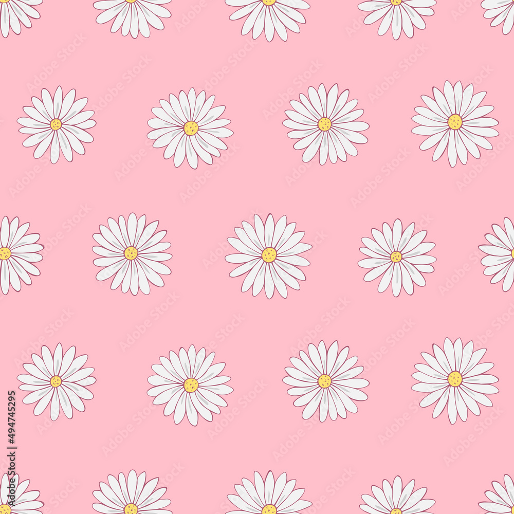 Seamless vector pattern of chamomile. Decoration print for wrapping, wallpaper, fabric, textile. Seamless vector pattern of chamomile. Decoration print for wrapping, wallpaper, fabric, textile.