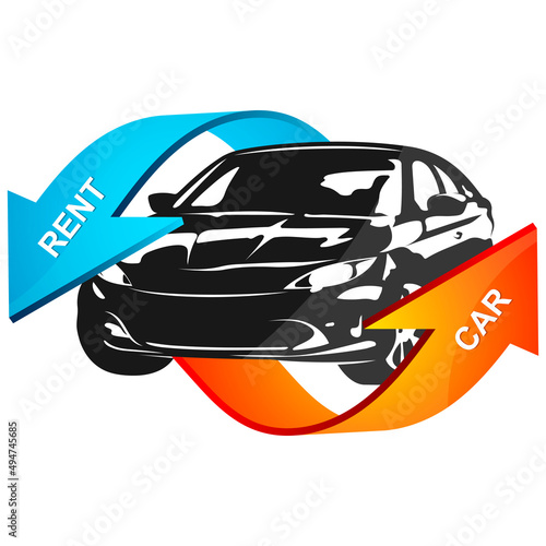 Car and arrow symbol. Car rental and carsharing