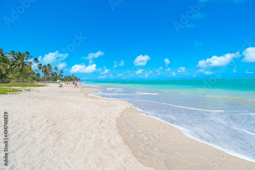 Wide view of Barra Grande beach, Maragogi - AL, Brazil. Famous beach, beautiful coastal destination of Alagoas state. photo