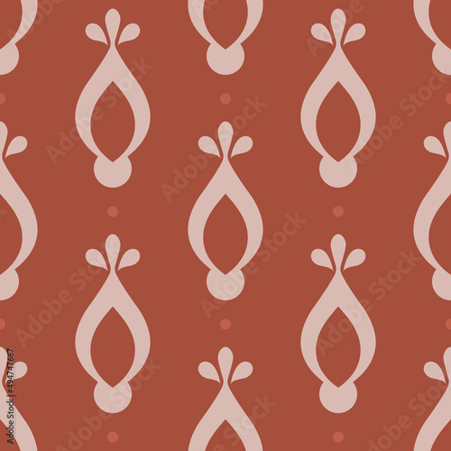 Obraz na płótnie Oriental pattern with warm terracotta color. Simple vector seamless design w salonie