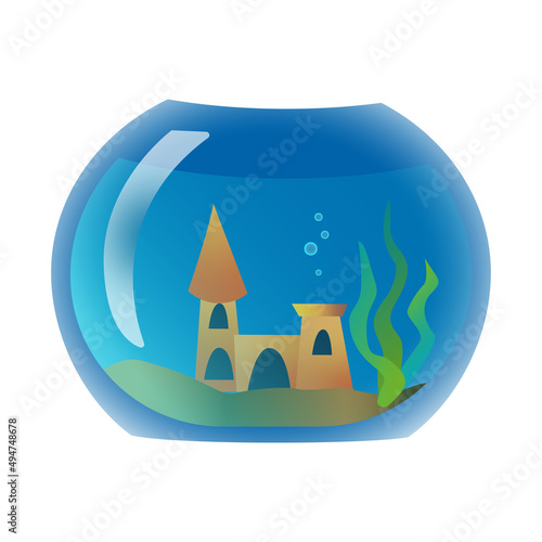 Round aquarium without fish.
