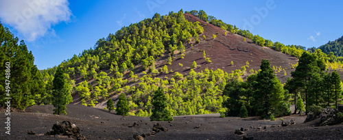 Fotografía A volcanic landscape with blue sky in Canary Island
