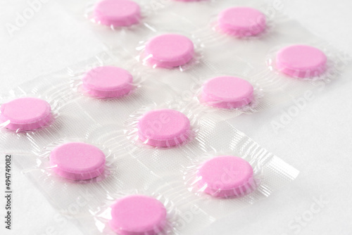 Pink Bismuth Tablets in a Package