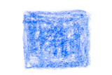blue square drawn with oil pencil isolated on white background