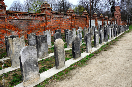 Matzevahs in Jewish Cemetary on Bracka street  in Lodz, one of biggest Jewish cemetary in the world contains over 180 000 graves and 65 000 tombstones, Lodz, Poland, Europe photo