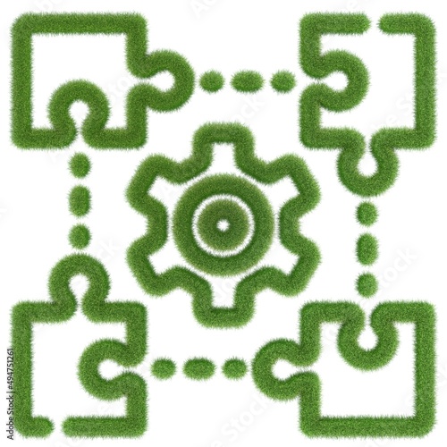 Zahnrad Symbol aus Gras