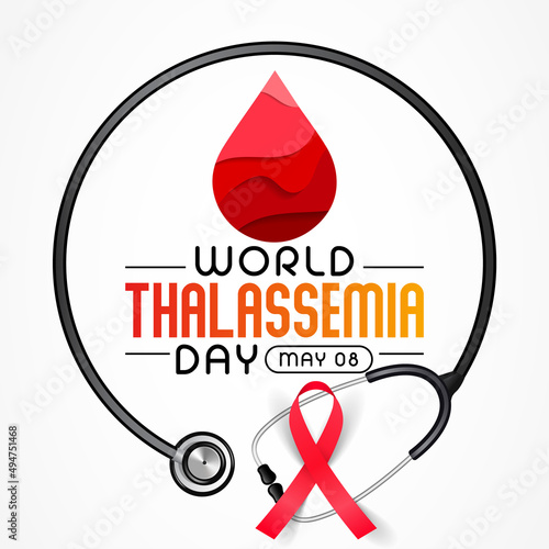 World Thalassemia Day is observed every year on May 8th to commemorate Thalassemia victims and to encourage those who struggle to live with the disease. Vector illustration