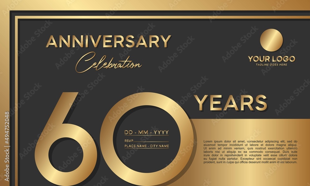 60th anniversary logotype. Golden anniversary celebration template ...