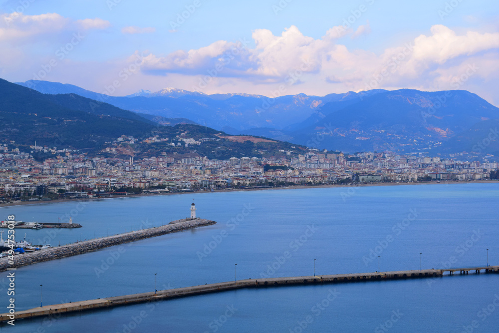 view of the sea and the city of Alanya