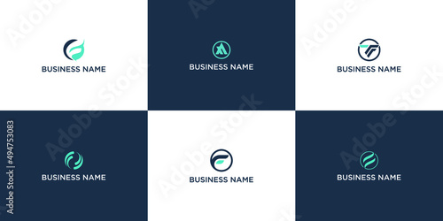Set of abstract initial letter f with circle concept logo template icons for business of connection 
