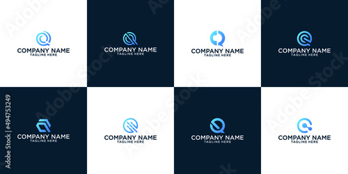 Abstract digital modern letter Q logo. typography business, corporate identity branding collection