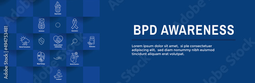 BPD - Borderline Personality Disorder icon set with web header banner