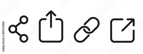 Link Web Icon. Link, share link, external link - linear symbols isolated on white