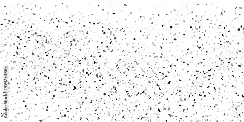 Silver glitter confetti on a white background. Illustration of a drop of shiny particles.