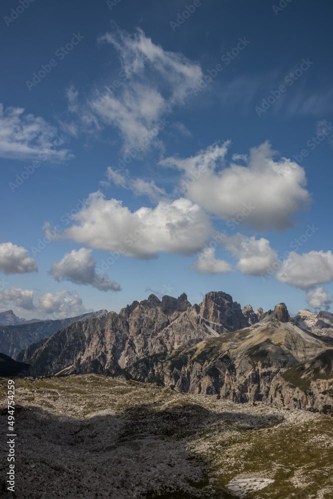 Mountain trail Tre Cime di Lavaredo in Dolomites in Italy